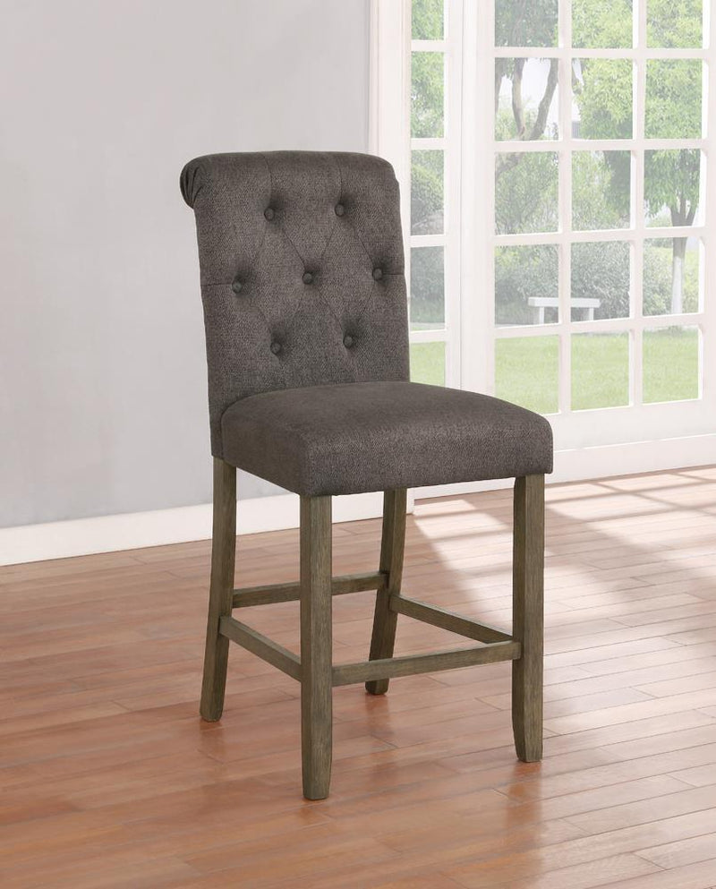 Balboa Tufted Back Counter Height Stools Grey and Rustic Brown (Set of 2) - Furniture Center (NY)