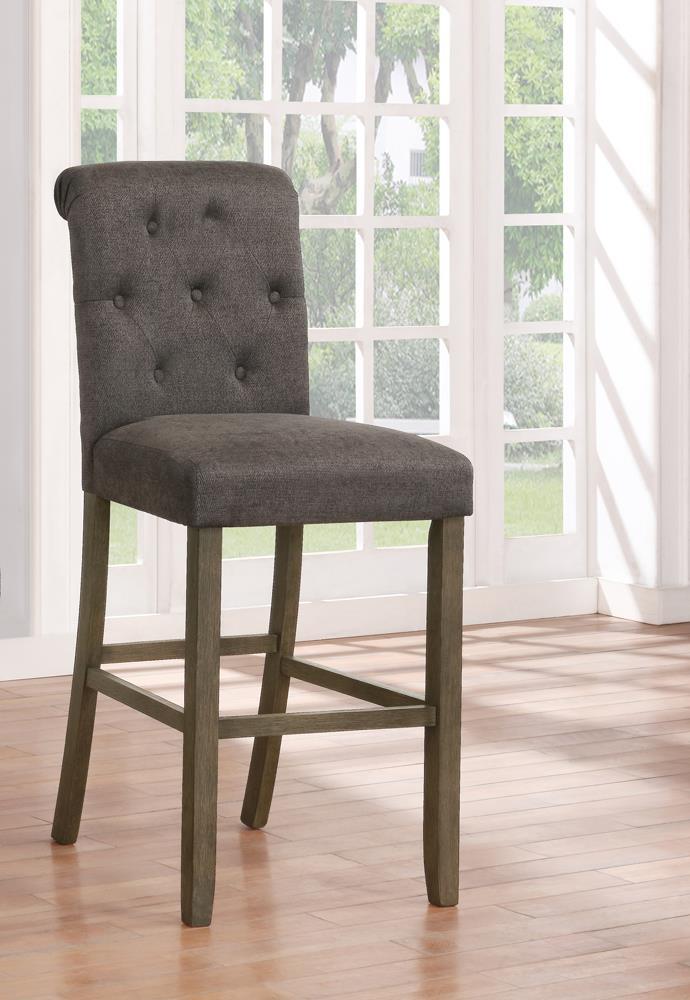 Balboa Tufted Back Bar Stools Grey and Rustic Brown (Set of 2) - Furniture Center (NY)