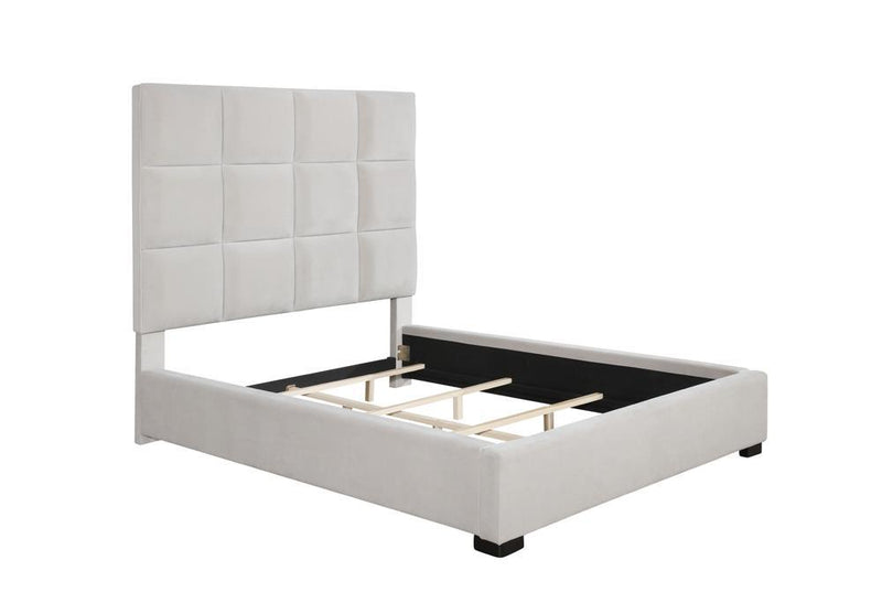 Panes Eastern King Tufted Upholstered Panel Bed Beige - Furniture Center (NY)