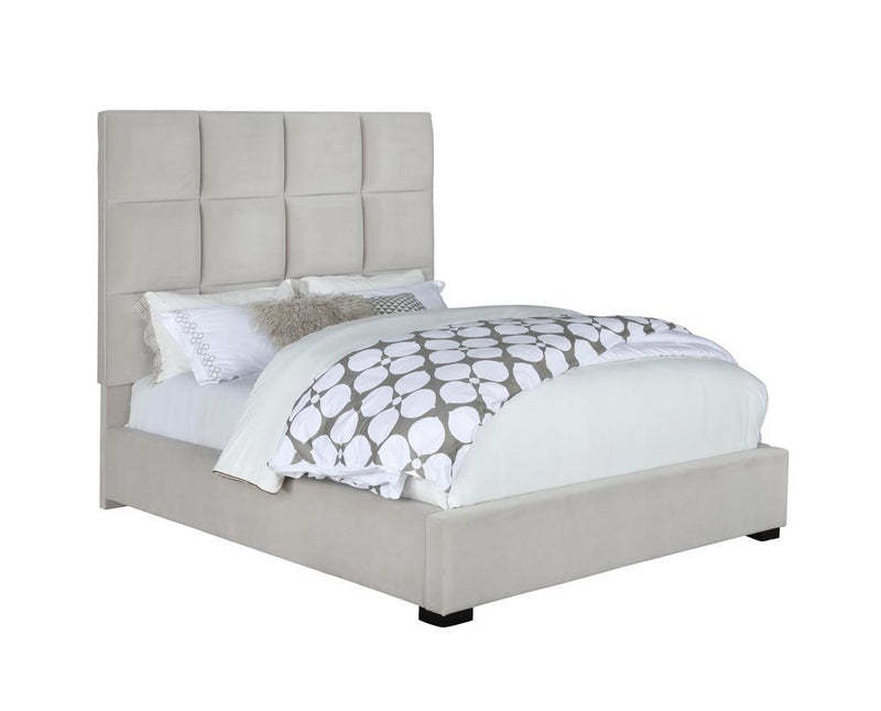 Panes Eastern King Tufted Upholstered Panel Bed Beige - Furniture Center (NY)