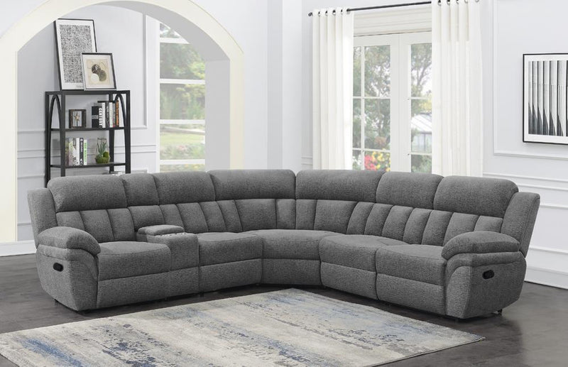 Bahrain 6-piece Upholstered Motion Sectional Charcoal - Furniture Center (NY)