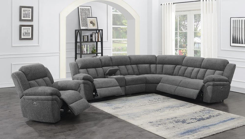 Bahrain 6-piece Upholstered Power Sectional Charcoal - Furniture Center (NY)
