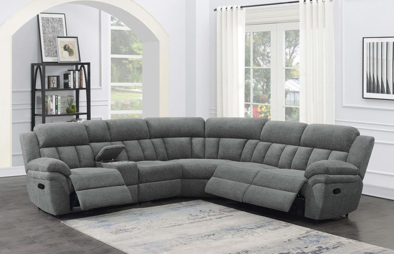 Bahrain 6-piece Upholstered Motion Sectional Charcoal - Furniture Center (NY)