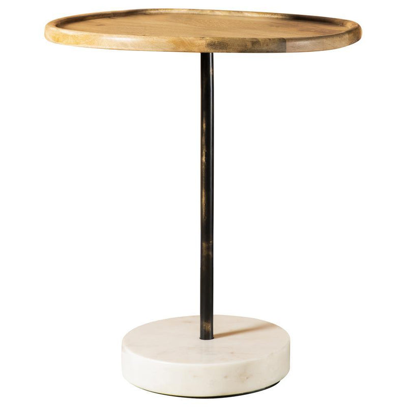 Ginevra Round Wooden Top Accent Table Natural and White - Furniture Center (NY)