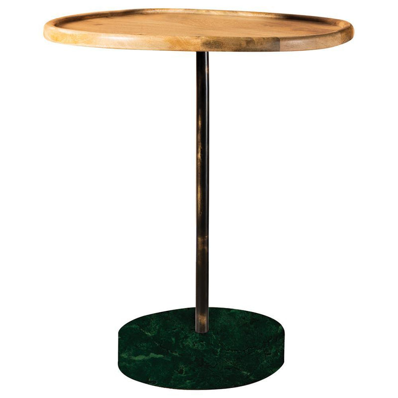 Ginevra Round Marble Base Accent Table Natural and Green - Furniture Center (NY)