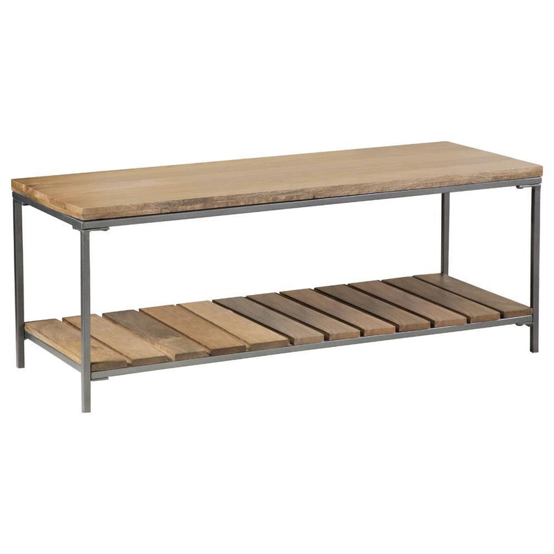 Gerbera Accent Bench with Slat Shelf Natural and Gunmetal - Furniture Center (NY)