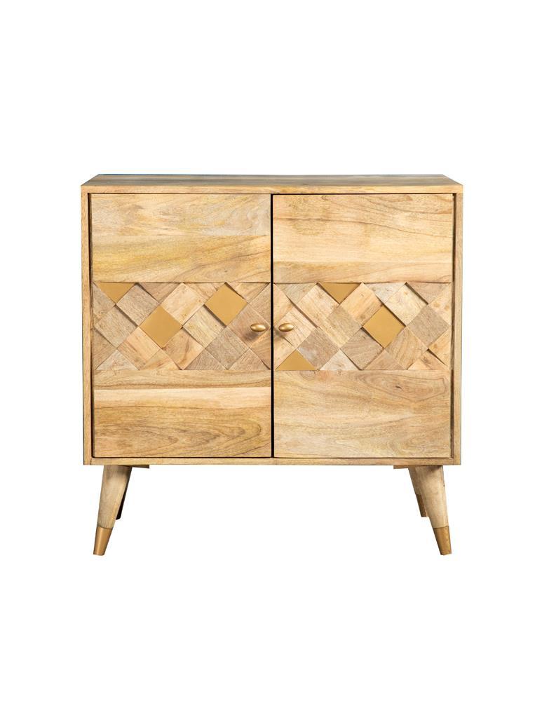 Alyssum Checkered Pattern 2-door Accent Cabinet Natural - Furniture Center (NY)