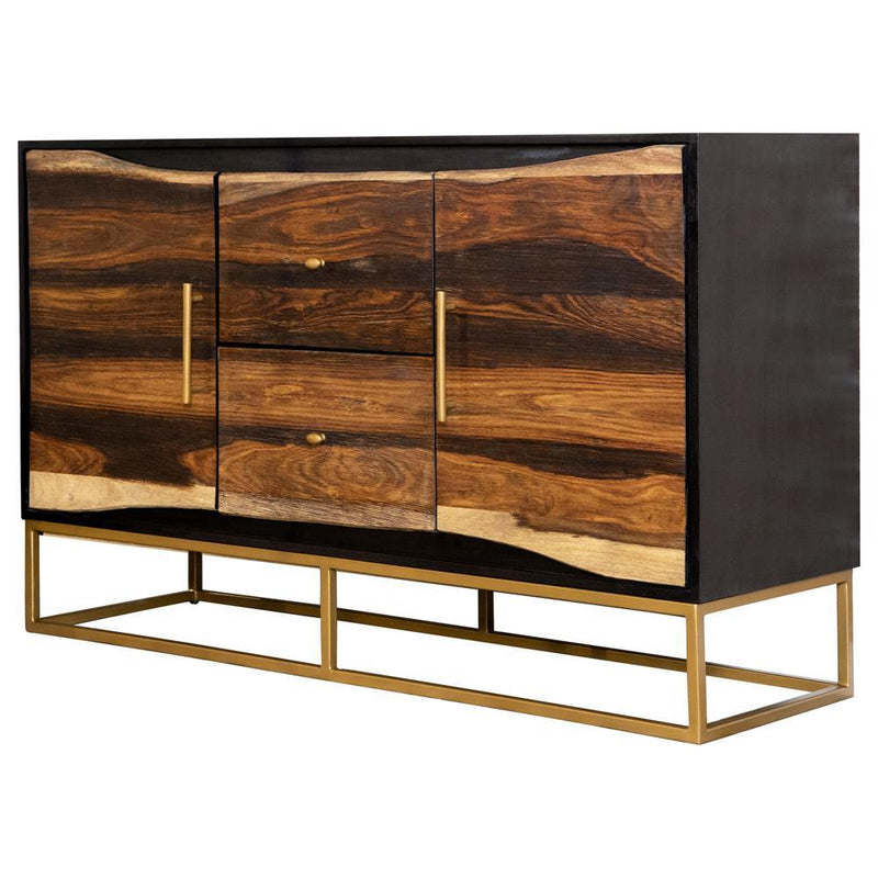 Zara 2-drawer Accent Cabinet Black Walnut and Gold - Furniture Center (NY)