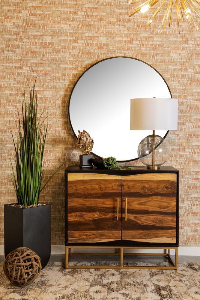 Zara 2-door Accent Cabinet Black Walnut and Gold - Furniture Center (NY)