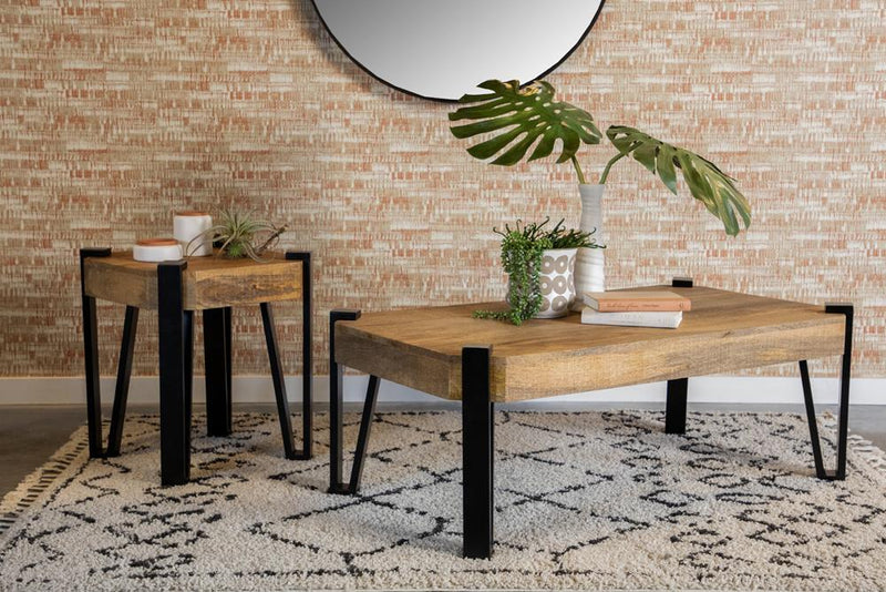 Winston Wooden Square Top End Table Natural and Matte Black - Furniture Center (NY)
