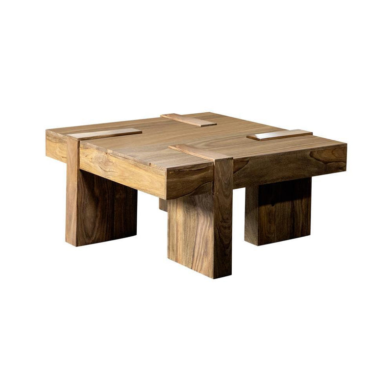 Samira Wooden Square Coffee Table Natural Sheesham - Furniture Center (NY)