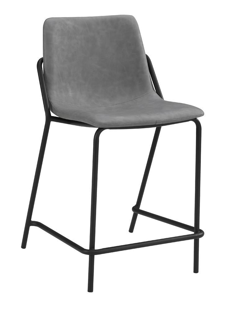 Earnest Solid Back Upholstered Counter Height Stools Grey and Black (Set of 2) - Furniture Center (NY)