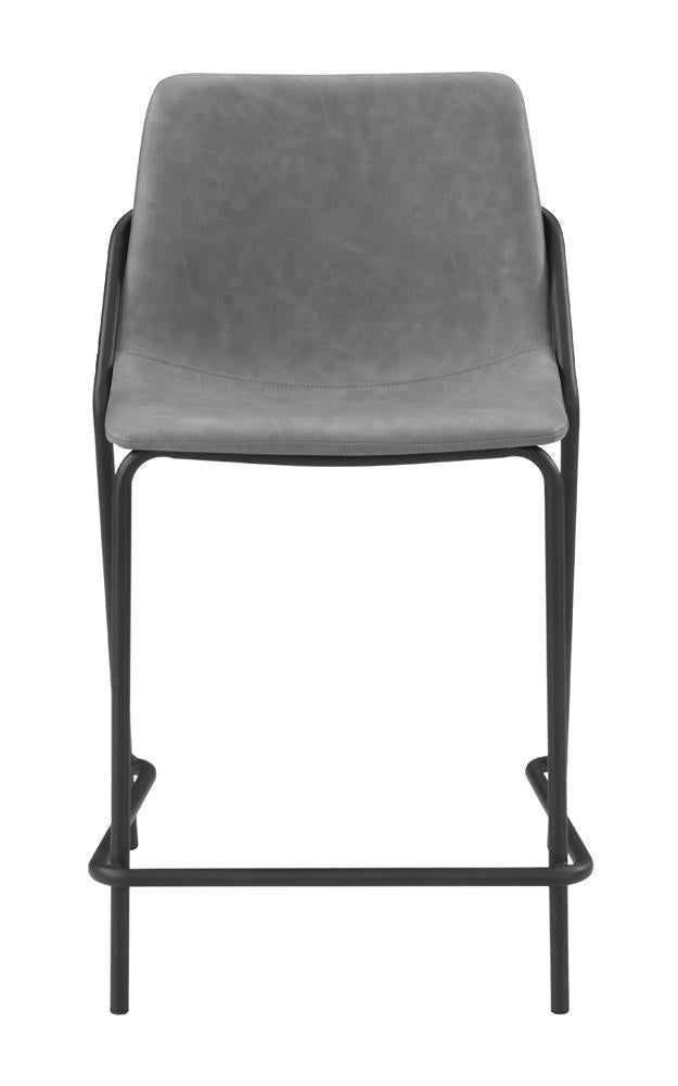 Earnest Solid Back Upholstered Counter Height Stools Grey and Black (Set of 2) - Furniture Center (NY)