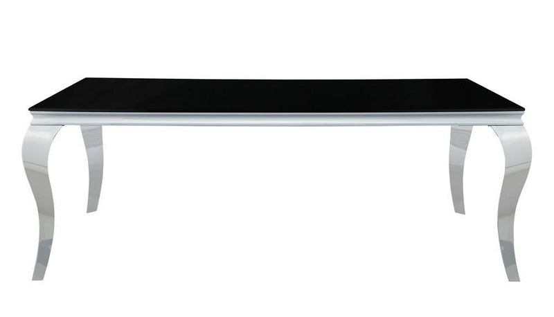 Carone Rectangular Glass Top Dining Table Black and Chrome - Furniture Center (NY)