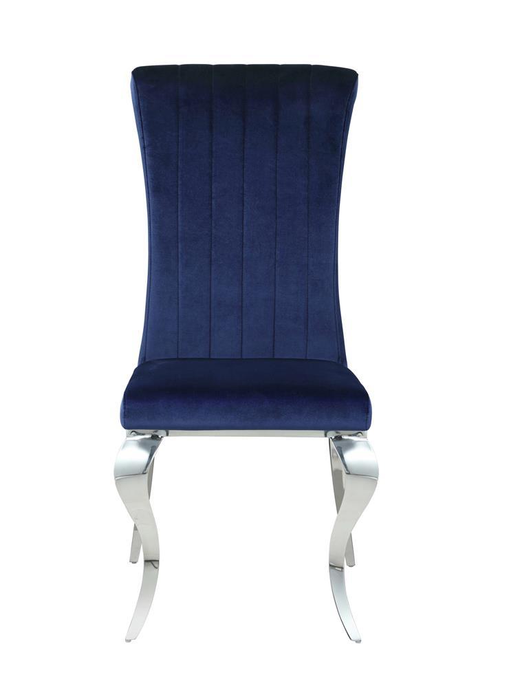 Betty Upholstered Side Chairs Ink Blue and Chrome (Set of 4) - Furniture Center (NY)