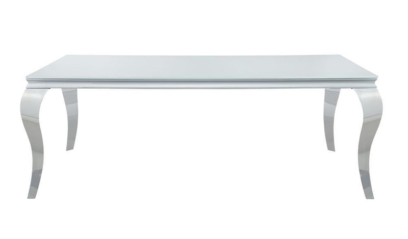 Carone Rectangular Glass Top Dining Table White and Chrome - Furniture Center (NY)