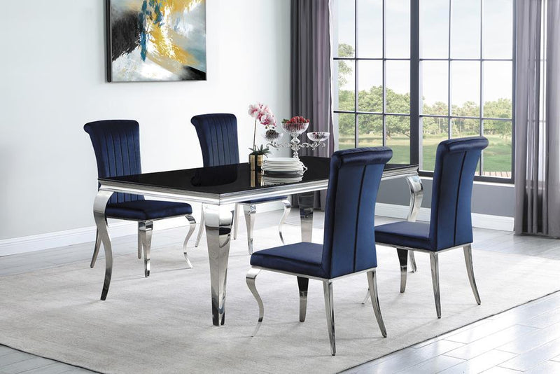 Carone Rectangular Glass Top Dining Table Black and Chrome - Furniture Center (NY)