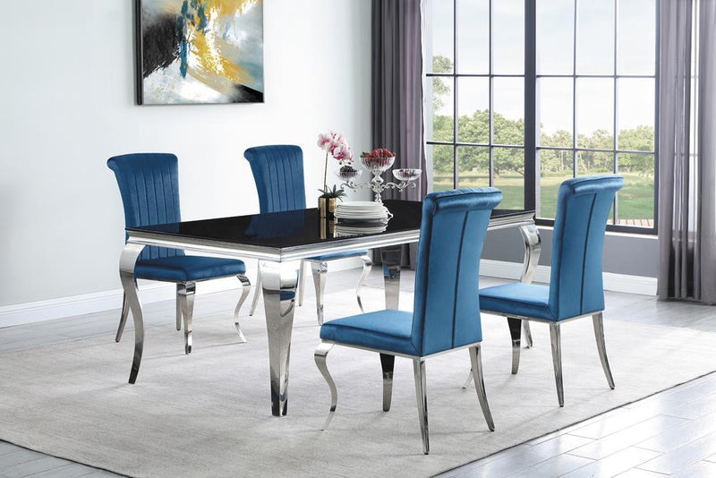Betty Upholstered Side Chairs Teal and Chrome (Set of 4) - Furniture Center (NY)