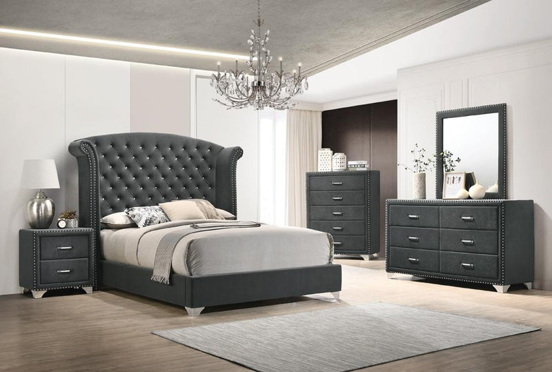 Melody 6-drawer Upholstered Dresser Grey - Furniture Center (NY)