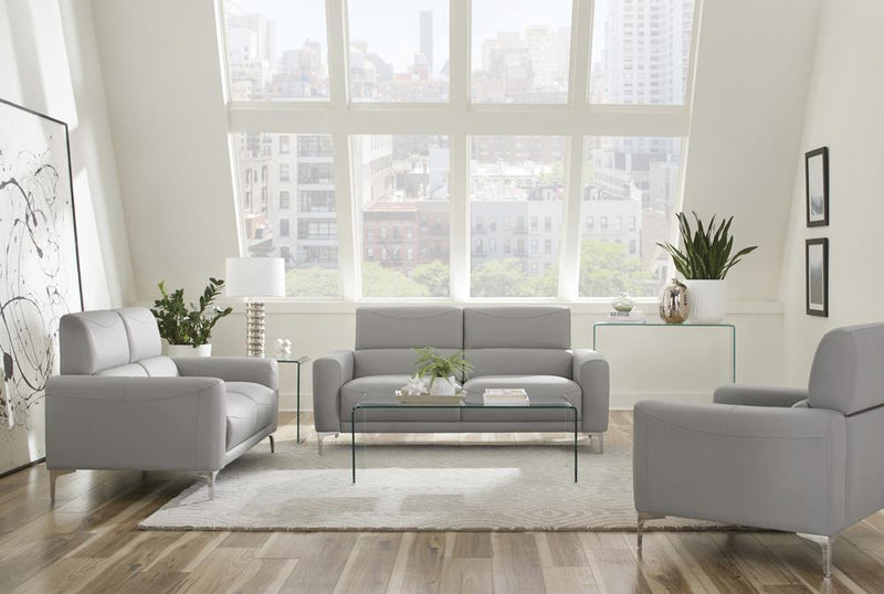 Glenmark Track Arm Upholstered Loveseat Taupe - Furniture Center (NY)