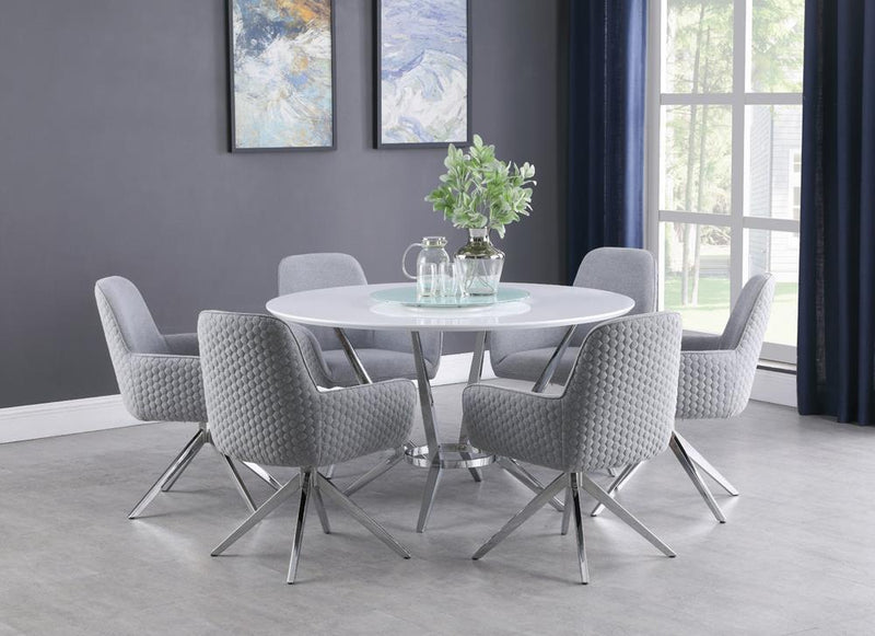 Abby Flare Arm Side Chair Light Grey and Chrome - Furniture Center (NY)