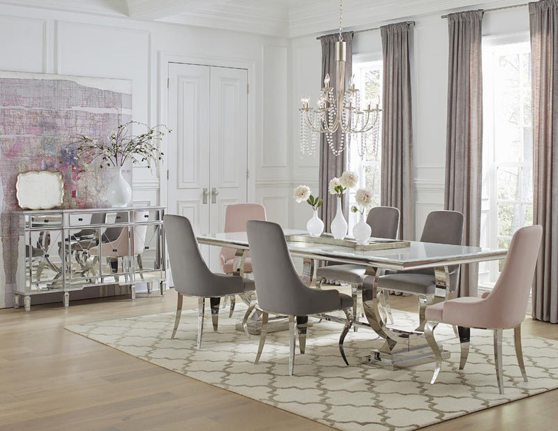 Antoine Upholstered Demi Arm Dining Side Chairs (Set of 2) - Furniture Center (NY)