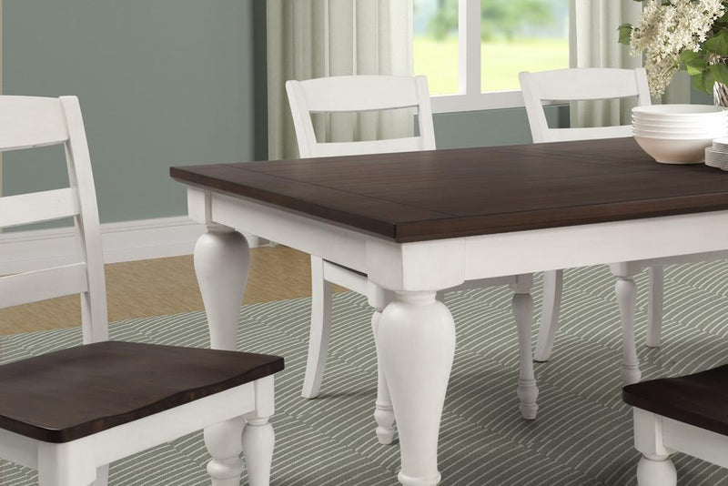 Madelyn Dining Table with Extension Leaf Dark Cocoa and Coastal White - Furniture Center (NY)