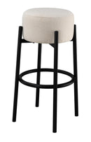 Leonard Upholstered Backless Round Stools White and Black (Set of 2) - Furniture Center (NY)