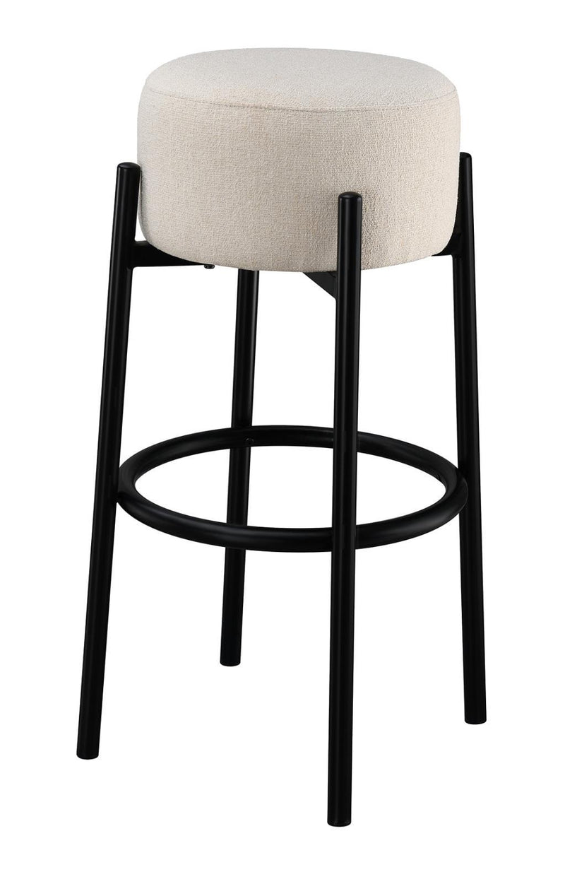 Leonard Upholstered Backless Round Stools White and Black (Set of 2) - Furniture Center (NY)