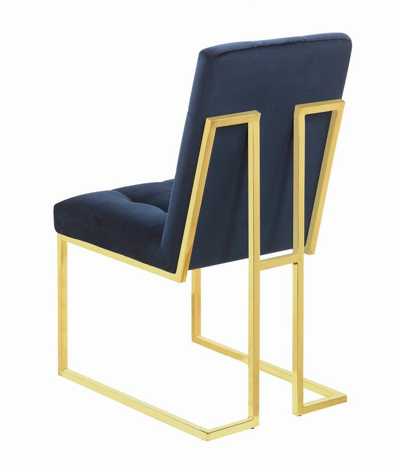 Cisco Tufted Back Side Chairs Ink Blue (Set of 2) - Furniture Center (NY)