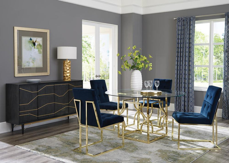 Cisco Tufted Back Side Chairs Ink Blue (Set of 2) - Furniture Center (NY)