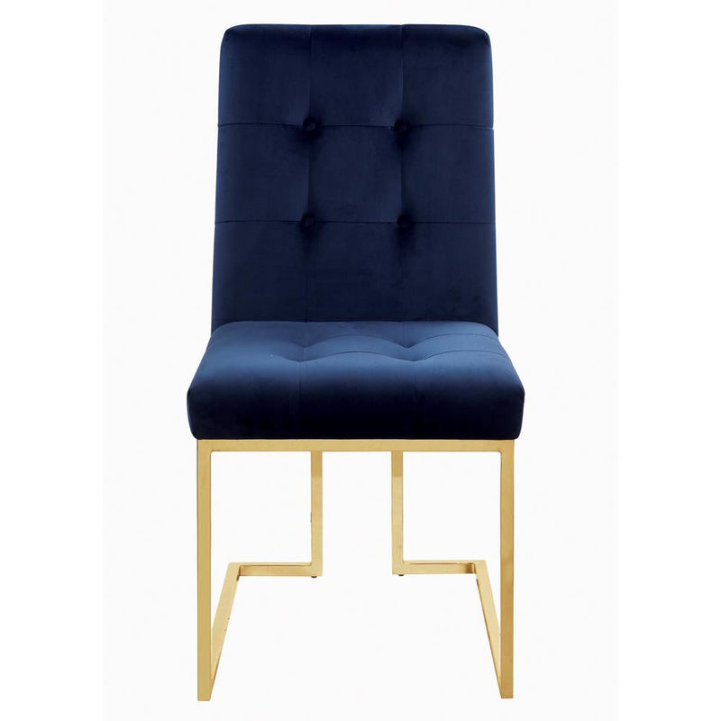 Cisco Tufted Back Side Chairs Ink Blue (Set of 2) - Furniture Center (NY)