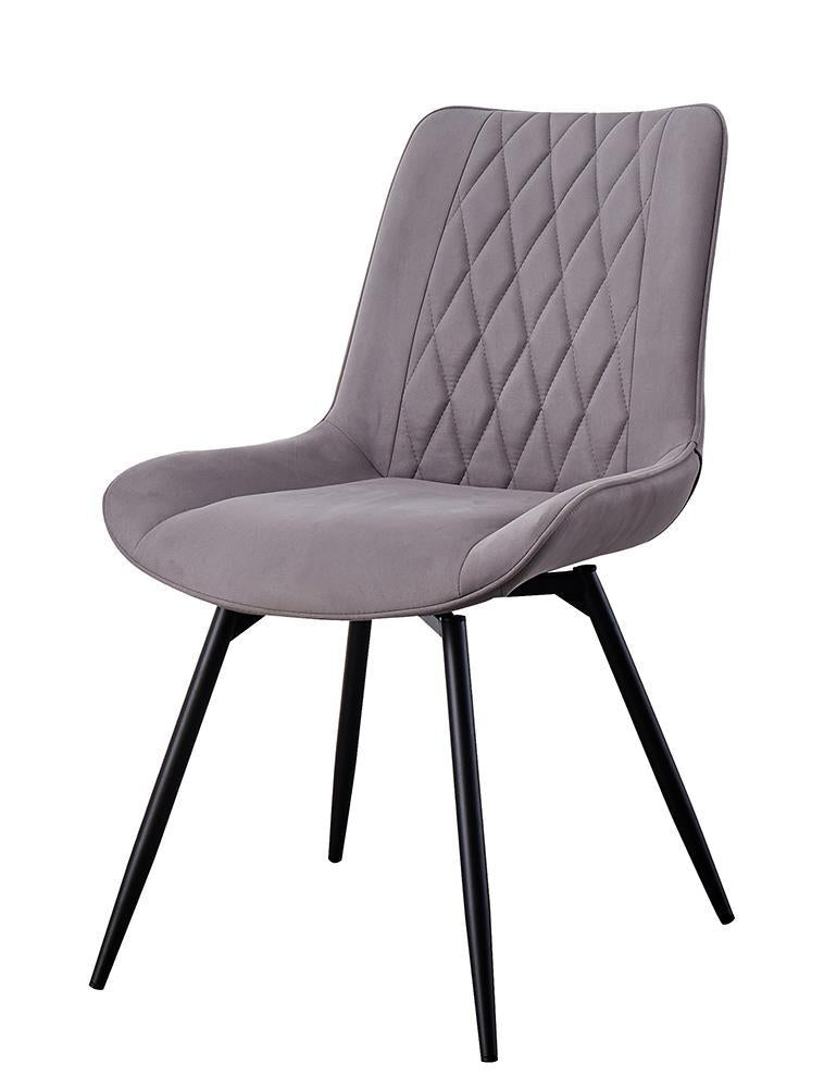 Diggs Upholstered Tufted Swivel Dining Chairs Grey and Gunmetal (Set of 2) - Furniture Center (NY)