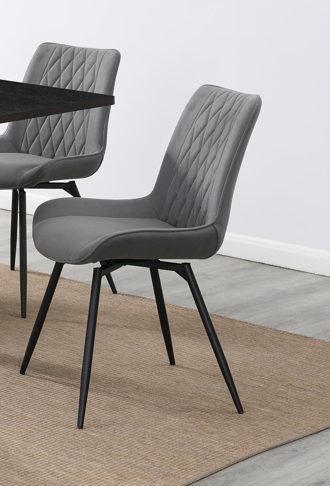 Diggs Upholstered Tufted Swivel Dining Chairs Grey and Gunmetal (Set of 2) - Furniture Center (NY)