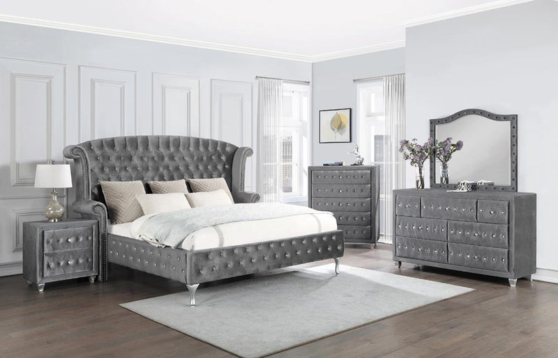 Deanna Eastern King Tufted Upholstered Bed Grey - Furniture Center (NY)