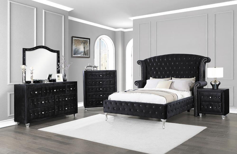 Deanna Queen Tufted Upholstered Bed Black - Furniture Center (NY)