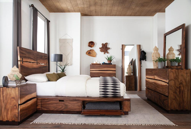 Winslow Queen Bed Smokey Walnut and Coffee Bean - Furniture Center (NY)