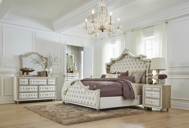 Antonella 7-drawer Upholstered Dresser Ivory and Camel - Furniture Center (NY)