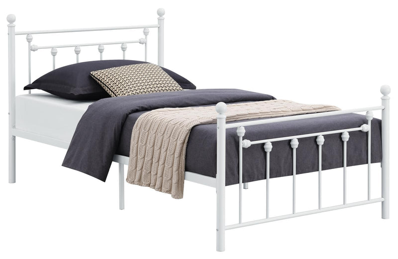 Canon Full Metal Slatted Headboard Platform Bed - White - Furniture Center (NY)