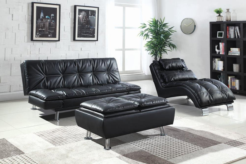 Dilleston Upholstered Chaise Black - Furniture Center (NY)