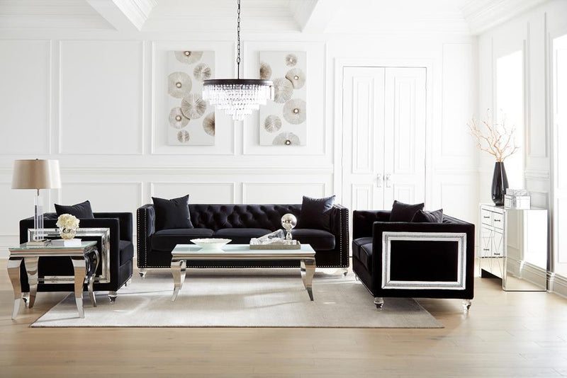 Luna Square End Table White and Chrome - Furniture Center (NY)