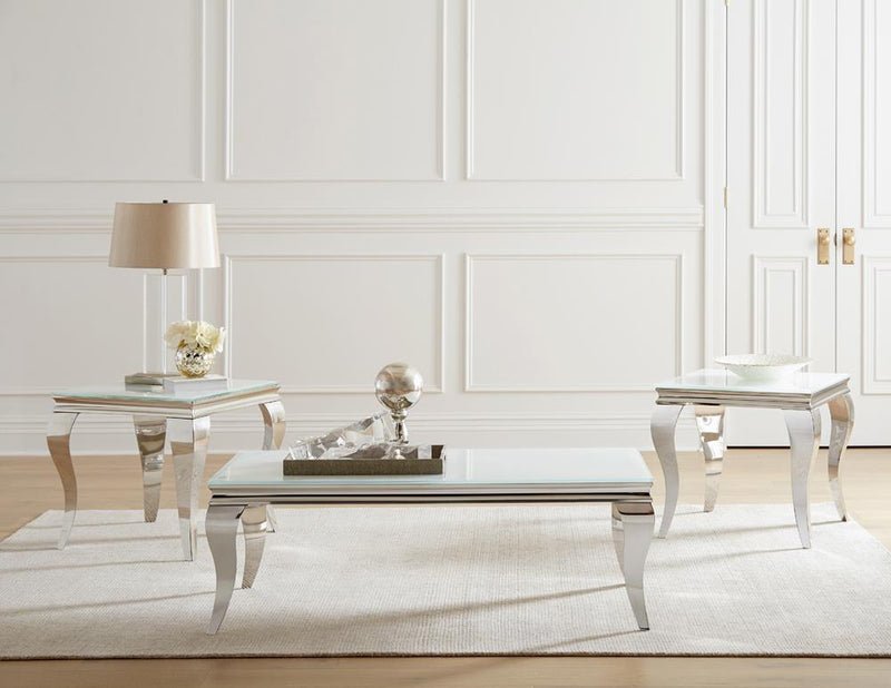 Luna Square End Table White and Chrome - Furniture Center (NY)