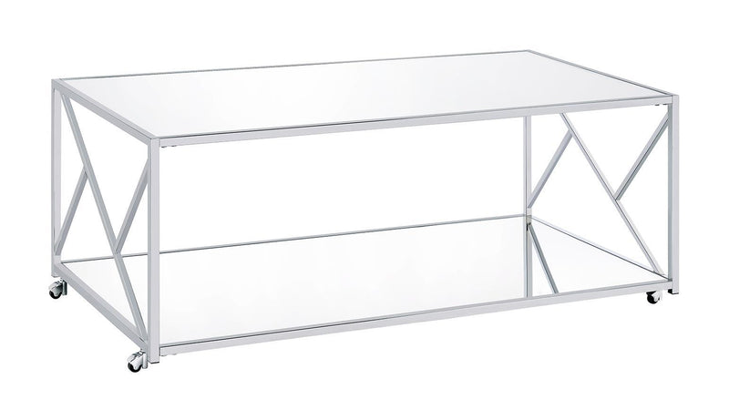 Provins 3-piece Occasional Table Set Clear Mirror and Chrome - Furniture Center (NY)