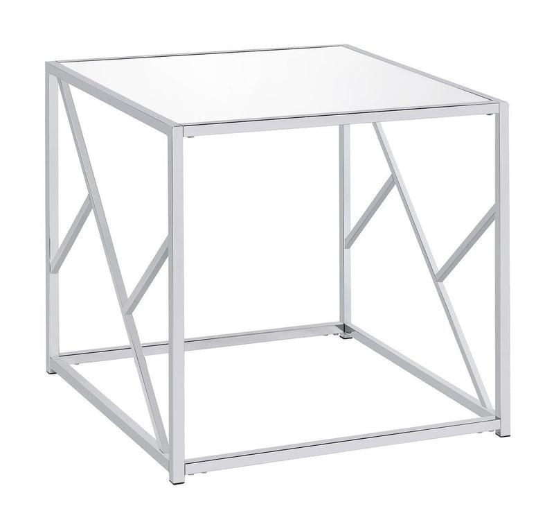 Provins 3-piece Occasional Table Set Clear Mirror and Chrome - Furniture Center (NY)