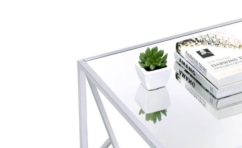 Provins 3-piece Occasional Table Set Clear Mirror and Chrome - Furniture Center (NY)