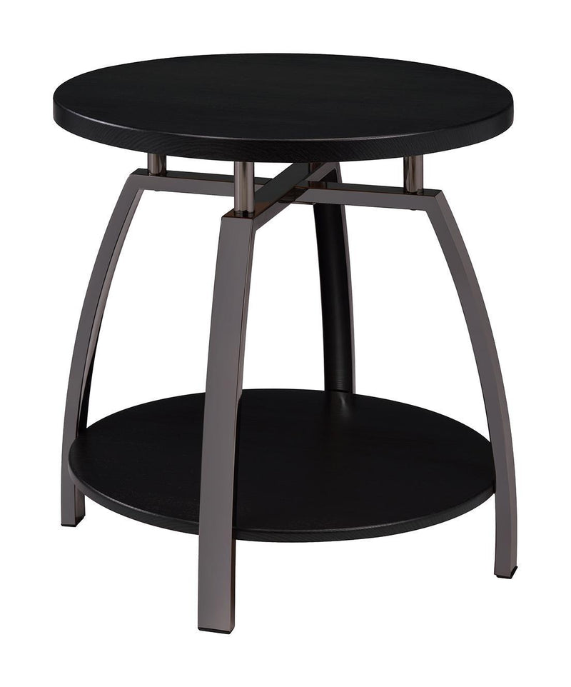 Dacre Round End Table Dark Grey and Black Nickel - Furniture Center (NY)