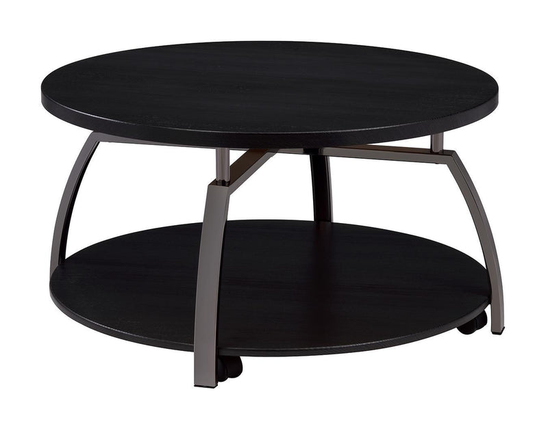 Dacre Round Coffee Table Dark Grey and Black Nickel - Furniture Center (NY)