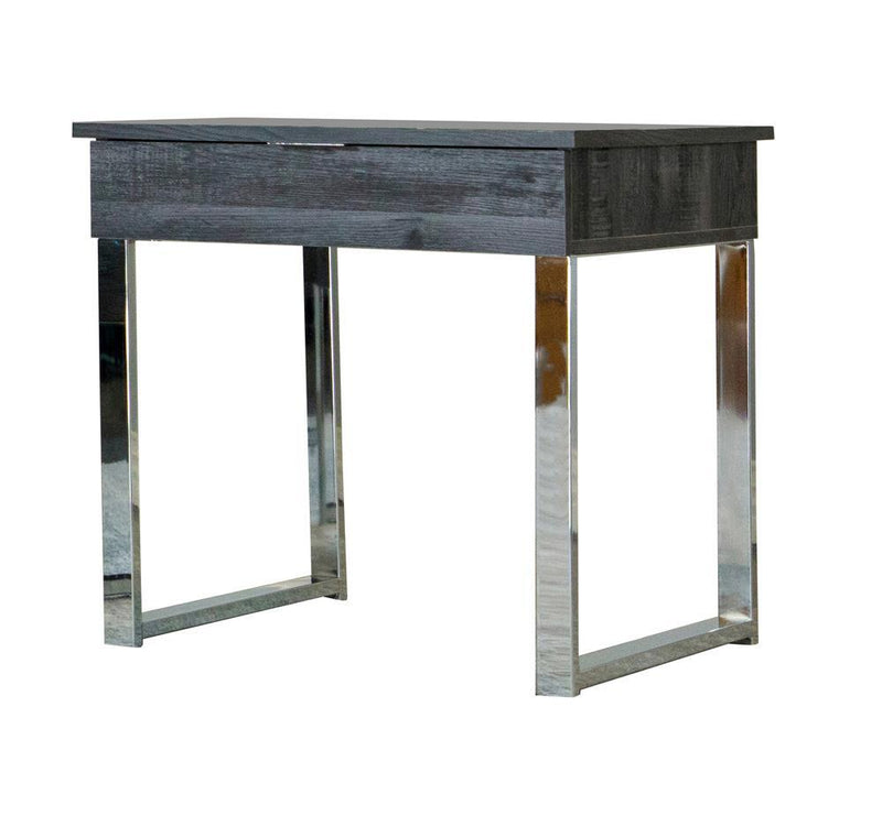 Baines Square 1-drawer End Table Dark Charcoal and Chrome - Furniture Center (NY)