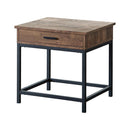 Byers Square 1-drawer End Table Brown Oak and Sandy Black - Furniture Center (NY)