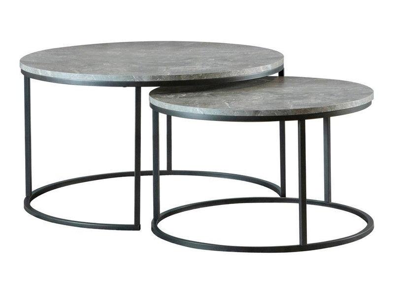 Lainey Round 2-piece Nesting Coffee Table Grey and Gunmetal - Furniture Center (NY)